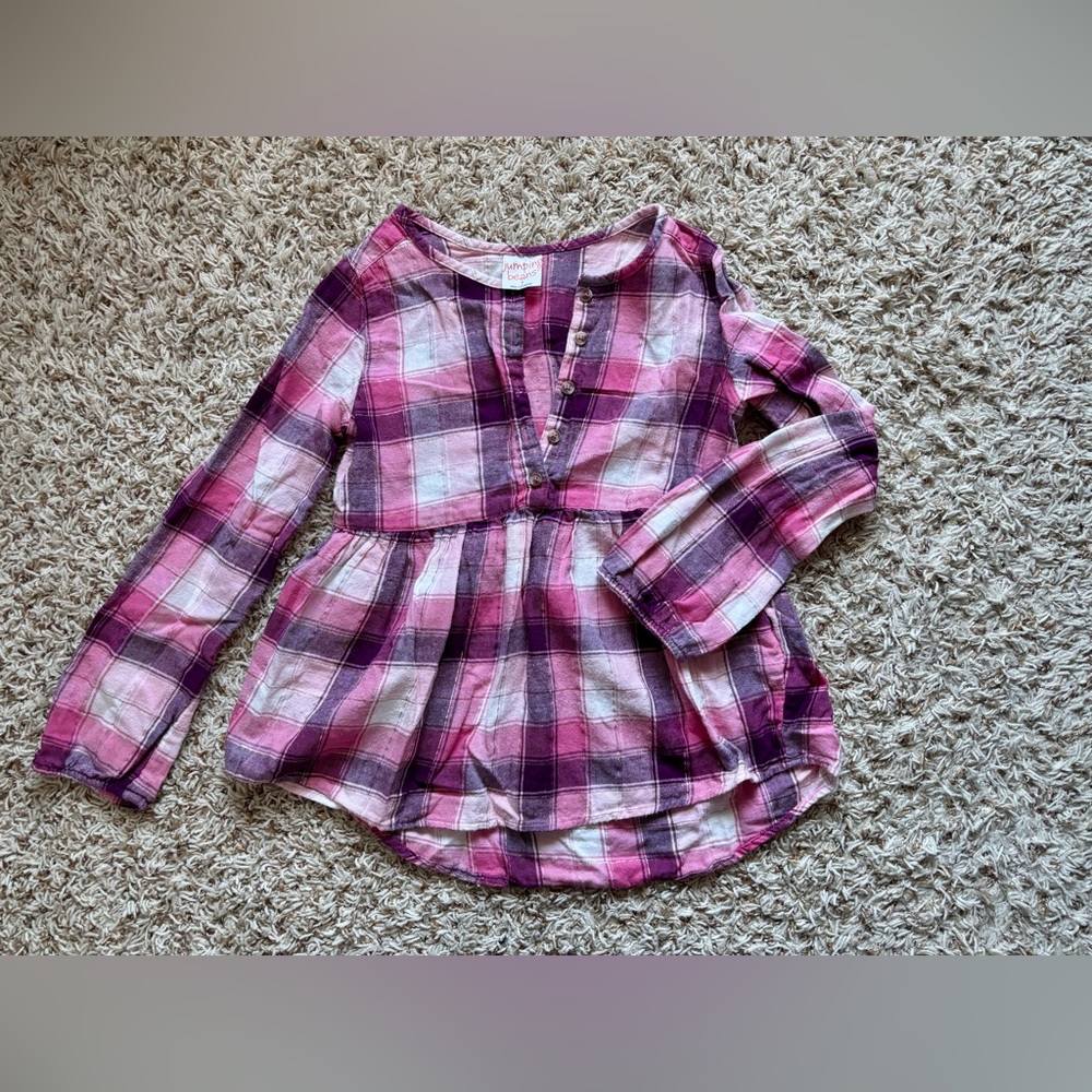 Jumping Beans Girls Pink and Purple Plaid Shirt Size 7